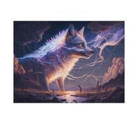 52x38cm/1000pcs Rompecabezas Electric Wolf in Stormy Landscape Rompecabezas para Adultos Juego Práctico Desafío Difícil Oferta como Regalos para Toda La Familia 52x38cm/1000pcs