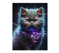 52x38cm/1000pcs Rompecabezas para Adolescentes Cat Electric Sparks Dark Rompecabezas Juguetes Antiestrés Vacaciones En Casa Matar El Tiempo Regalos De Cumpleaños Y Únicos 52x38cm/1000pcs