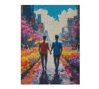 52x38cm/1000pcs Rompecabezas para Adolescentes Couple Walking in City Rompecabezas Juegos Divertidos Corte De Precisión Cumpleaños Y Navidad 52x38cm/1000pcs