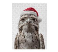 52x38cm/1000pcs Rompecabezas para Adolescentes Great Potoo with Santa Hat Rompecabezas para Adultos Juguetes Antiestrés Regalo De Cumpleaños 52x38cm/1000pcs