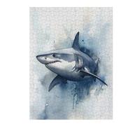52x38cm/1000pcs Rompecabezas para Adolescentes Great White Shark Watercolor Rompecabezas De Juguete para Decoración De Pared Desafío Difícil Regalos para Reducir El Estrés 52x38cm/1000pcs