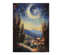 52x38cm/1000pcs Rompecabezas para Adolescentes Impressionist Inspired Starry Night Rompecabezas para Adultos Juego Familiar Difícil Cumpleaños 52x38cm/1000pcs