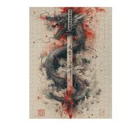 52x38cm/1000pcs Rompecabezas para Adolescentes Katana of The Black Dragon Rompecabezas para Adultos Juego Práctico Pero Divertido Y Humorístico Juego Desafiante Regalos 52x38cm/1000pcs