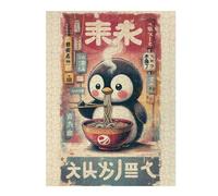 52x38cm/1000pcs Rompecabezas para Adolescentes Penguin Eating Ramen in Japanese Setting Rompecabezas Juegos Familiares Corte De Precisión Cumpleaños Y Navidad 52x38cm/1000pcs