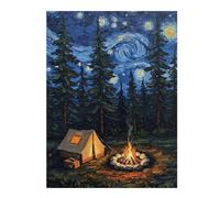 52x38cm/1000pcs Rompecabezas para Adolescentes Starry Night Camping Adventure Painting Rompecabezas para Adultos Juegos Divertidos Una Obra De Arte Cumpleaños 52x38cm/1000pcs