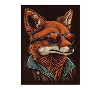 52x38cm/1000pcs Rompecabezas para Adolescentes Stylish Fox Illustration Rompecabezas DIY Juguetes para La Diversión Familiar Cumpleaños Y Navidad 52x38cm/1000pcs