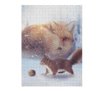 52x38cm/1000pcs Rompecabezas para Adolescentes The Fox and Squirrel Rompecabezas para Adultos Juegos Divertidos Una Obra De Arte Diversión En Casa Actividades, 52x38cm/1000pcs