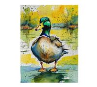 52x38cm/1000pcs Rompecabezas para Adolescentes Watercolor Mallard Duck Rompecabezas para Adultos Juegos De Relajación Corte De Precisión Actividades Divertidas En Casa 52x38cm/1000pcs