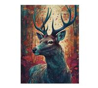 52x38cm/1000pcs Rompecabezas para Adultos Autumnal Deer Portrait Rompecabezas para Adultos Juguetes Antiestrés Decoración De Pared Regalos para Amigos Y Familiares 52x38cm/1000pcs