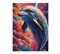 52x38cm/1000pcs Rompecabezas para Adultos Colorful Dolphin Fantasy Rompecabezas para Adultos Juego Práctico Vacaciones En Casa Matar El Tiempo Desafío Educativo 52x38cm/1000pcs
