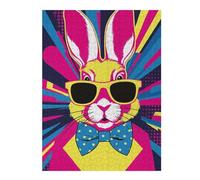 52x38cm/1000pcs Rompecabezas para Adultos Cool Bunny Pop Art Rompecabezas para Adultos Juego De Ingenio Regalos para Mujeres Interacción Entre Padres E Hijos 52x38cm/1000pcs