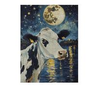 52x38cm/1000pcs Rompecabezas para Adultos Cow Under The Moon Rompecabezas para Adolescentes Juego De Ingenio Análisis Y Lógica Regalos para Amigos Y Familiares 52x38cm/1000pcs
