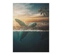52x38cm/1000pcs Rompecabezas para Adultos Ocean's Whisper A Man and A Sea Turtle Rompecabezas para Adultos Juguetes Antiestrés Una Obra De Arte Regalos De Cumpleaños Y Únicos 52x38cm/1000pcs
