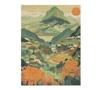 52x38cm/1000pcs Rompecabezas para Adultos, Regalos Green Tone Japanese Villag Rompecabezas para Adultos, Juegos Familiares, Corte De Precisión, Regalo De Cumpleaños, Regalos, 52x38cm/1000pcs