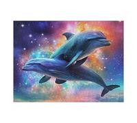 52x38cm/1000pcs Rompecabezas para Adultos Rompecabezas Dolphins in Cosmic Harmony Rompecabezas para Adultos Juego De Ingenio Arte De Pared Cumpleaños 52x38cm/1000pcs