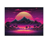 52x38cm/1000pcs Rompecabezas para Adultos Rompecabezas Vibrant Neon Desert Sunset Rompecabezas para Adultos Juegos Relajantes Una Obra De Arte Diversión En Casa Actividades, 52x38cm/1000pcs