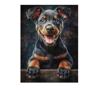 52x38cm/1000pcs Rompecabezas para Adultos Smiling Doberman Puppy Rompecabezas para Adolescentes Juegos Relajantes Alivia El Estrés Difícil Y Desafiante 52x38cm/1000pcs