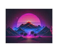 52x38cm/1000pcs Rompecabezas para Adultos Vibrant Neon Desert Sunset Landscape Rompecabezas para Adolescentes Juegos Relajantes Alivia El Estrés Interacción Entre Padres E Hijos 52x38cm/1000pcs