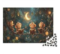52x38cm/1000pcs Rompecabezas para Adultos Y Adolescentes Dibujos Animados Monkey,Vine SwingJuegos Hechos DIY, Decoración del Hogar.