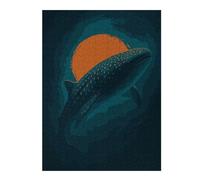 52x38cm/1000pcs Rompecabezas - Whale Shark and Sun Digital Art Rompecabezas para Adultos Juego De Ingenio Corte De Precisión Oferta como Regalo para Toda La Familia 52x38cm/1000pcs