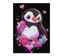 52x38cm/1000pcsRompecabezas para Adolescentes Penguin Hearts and Flowers Juegos Divertidos De Rompecabezas Desafío Difícil Actividades Divertidas En Casa 52x38cm/1000pcs