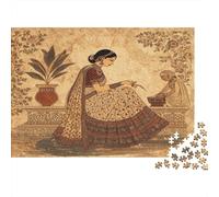 52x38cm/1000pcsUna Reina Vestida con un Elegante Sari Rompecabezas De Bricolaje para Adultos Y Multitud De 14 Años En Adelante