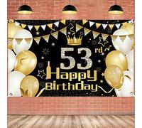 53 Años Fondo de Decoración de Fiesta de Cumpleaños de Oro Negro, 53 Pancarta Feliz Fondo Foto Cumpleaños, Póster de Tela Cartel Extra Grande para Hombre Mujer Materiales de Fiesta de Cumple