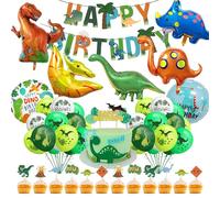 53 Piezas de Globos Dinosaurios Bandera de Feliz Cumpleaños Decoraciones de la Torta de Dinosaurios para la Celebración de Vacaciones Fiesta de Carnaval Reunión Familiar y Otros Escenarios