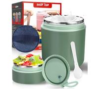 530ml + 180ml taza de yogur de acero inoxidable con cuchara,Termo para Comida,para niños y adultos, Termos para Comida de Acero Inoxidable,perfecta para viajes, escuela, oficina, gimnasio y mucho más