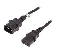 53899 Cable 3x1mm2 IEC C13 hembra,IEC C14 macho 5m negro QOLTEC