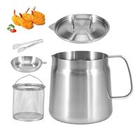 53oz/70oz Rose and Teddy Stainless Steel Fryer with Basket, Lid, Large Capacity Versatile Oil Filter Pot Vessel, Multi-Functional Grease Container & Mini Fryer (70oz/2L)