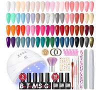 53pcs Kit Uñas Semipermanentes COSCELIA, 35 Colores kit de uñas semipermanentes con U V/LED Lámpara, Blanco Negro, 1 Base Coat y 4 Top Coat, Decoraciones y Herramientas para Uñas
