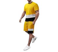 54 DryS 3D Pantalones Cortos de Manga Corta Playa Tropical Shorts Traje Deportivo Chaleco Delgado Niño, amarillo, L
