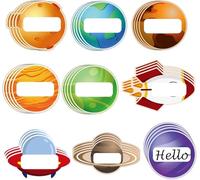 54 etiquetas de nombre del espacio exterior con forma de planeta de dibujos animados, calcomanías para placa de identificación de galaxia, aventura espacial, decoración de tablón de anuncios para