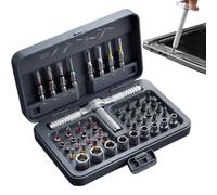 54-in-1 Magnetic Screwdriver Set - ABS Storage Case 17.8x11.8x4.5cm CRV S2 Steel Precision Bit Kit With Ratchet T Handle Flexible Shaft Extension Rods And Socket Heads - Home Repair Electronics