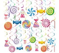 54 piezas de decoraciones de fiesta Candyland, remolinos colgantes de caramelos, piruletas coloridas, decoración de techo para baby shower, fiesta de cumpleaños, tienda de dulces