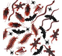 54 Piezas Figuras de Insectos Bichos de Plástico, Insectos Realistas de Halloween, Cucarachas Falsas, Arañas, Escorpiones, Hormigas, Gecos, Ciempiés y Gusanos para Fiesta de Halloween