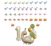 54 unidades de decoración de cumpleaños de dinosaurio para 1 año, globos de dinosaurio para el primer cumpleaños de niño y niña, decoración de cumpleaños infantil, dinosaurio 1 cumpleaños con