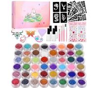 546 Kit de Tatuajes Purpurina Temporales,48 Colores Brillo 250 Plantillas,Regalos cumpleaños,Adecuado Carnaval,Original Regalo Niños,La Cara Glitter Maquillaje Tatuajes Niños Luminosos Regalo