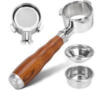 54MM Bottomless Portafilter 3 Ears, portafiltros 54 mm para Breville Barista BES870/878/880 Machine,with 2 FilterBaskets, Walnut Handle