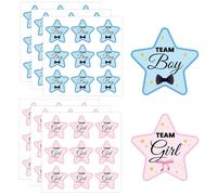 54uds Decoración Revelación de Género, 5cm Pegatinas Azules y Rosas Del Equipo Niño y Equipo Niña Etiquetas para Revelar El Género para Recuerdos de Fiesta de Baby Shower (Estilo Pentagrama)