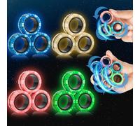 (55,9900)12 Uds. Anillos magnéticos que brillan en la oscuridad Fidget Spinner juguete imán para dedo alivio del