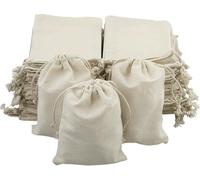 55 bolsas de tela para pintar con cordón, 15 x 10 cm, bolsas pequeñas de regalo de algodón, para bricolaje Ramadán, calendario de adviento, boda, fiesta