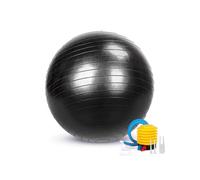(55 cm,Black)Anti-Burst Exercise Gym Ball for Pilates Yoga Core Training with Pump