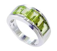 55 CT Naturales Verde Peridot Anillo Banda Hombres Bold Agosto Birthstone Hecho a Mano tamaño 4,5,6,7,8,9,10,11,12