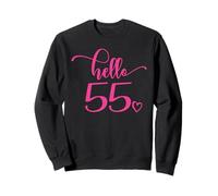 55 Cumpleaños Mujer Cincuenta y Cinco 55 Años Rosa Hello 55 Sudadera