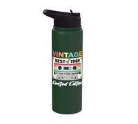 55 cumpleaños Retro Cassette Best of 1969 Stainless Steel Insulated Water Bottle
