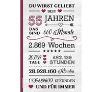 55 Jahre Geburtstag: Geburtstagsgeschenk für 55 Jährige kleines Geschenk zum 55ten Geburtstag für Frauen A5 Notiz Buch praktisches Notizbuch als Tagebuch Notizheft zum 55th Geb. HAPPY BIRTHDAY