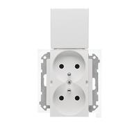 55 MÓDULO BLANCO MATE ENCHUFE 2X Z/U CON SOLAPAS TGZ2BMCZ.01/111