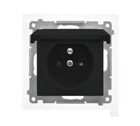 55 MÓDULO NEGRO MATE ENCHUFE 1X Z/U CON SOLAPAS TGZ1BCZ.01/149